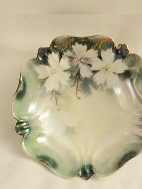 Vintage/Antique Hand-Painted Porcelain Floral Trinket Dish-Royal Vienna Mark